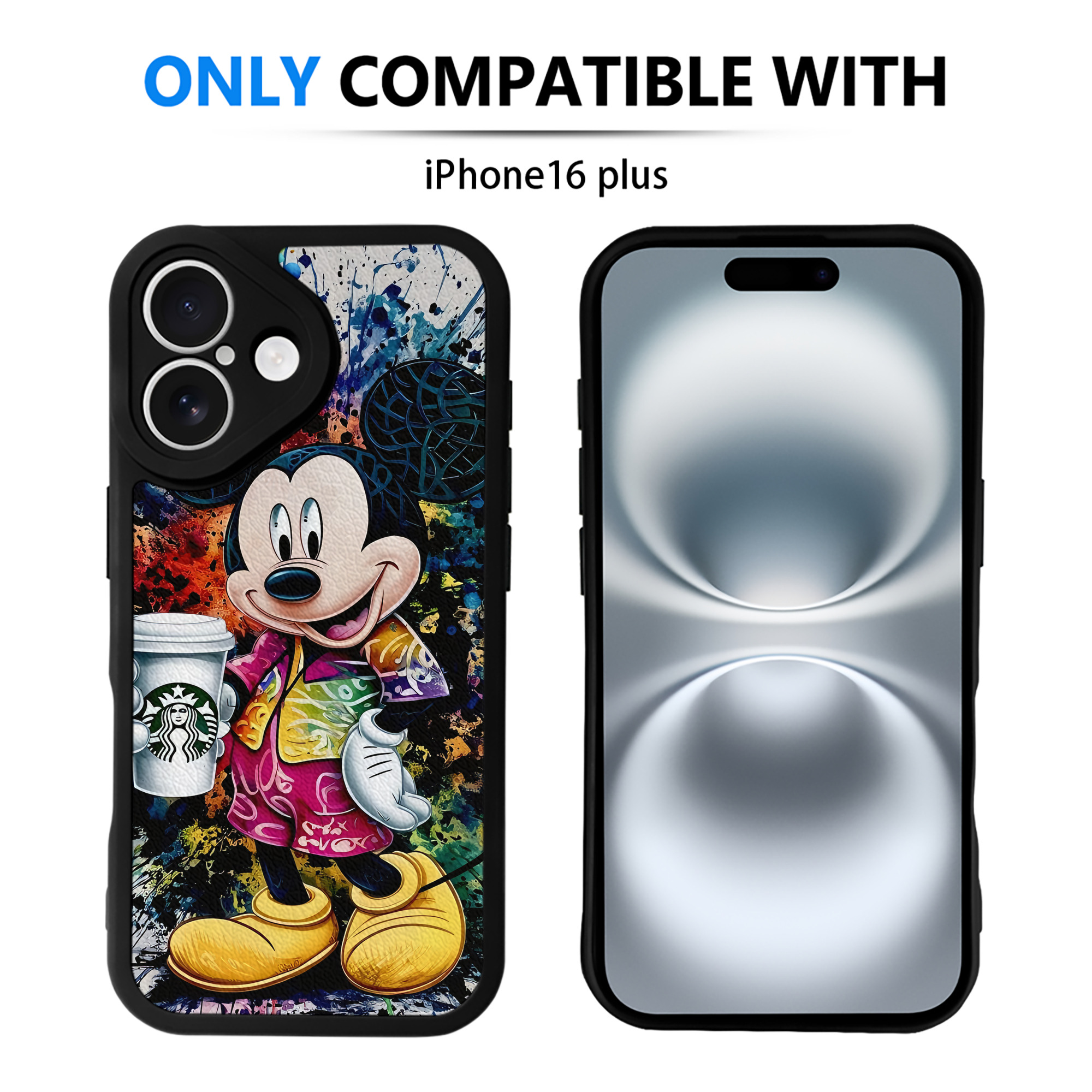 （画像用） ミッキーマウス Mickey Mouse 【iPhone 16シリーズ対応】シリコンスマホケース（レザー調） 材質：シリコン